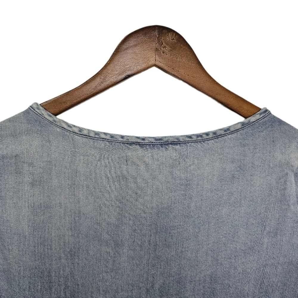 All Saints casual denim blue short sleeve v-neck shift dress size medium - Picture 8 of 12